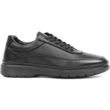 Erkek Siyah Kalın Tabanlı Deri Sneaker