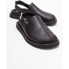 Laby Kahverengi Cilt Hakiki Deri Kadın Sandalet