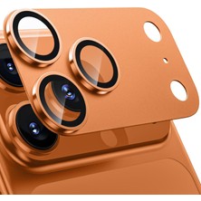 Apple iPhone 17 Pro Uyumlu Kamera Lens Koruyucu Metal Çerceveli Tam Kaplama Cam Koruyucu