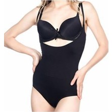 Siyah Açık Göğüs Çıtçıtlı Dikişsiz Korse