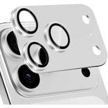Apple iPhone 17 Pro Uyumlu Kamera Lens Koruyucu Metal Çerceveli Tam Kaplama Cam Koruyucu