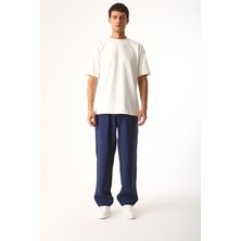 Steve Baggy Fit Beli Lastikli Pantolon(Cupro)-Lacivert