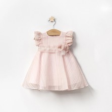 Yazlık Özel Günler Için Taşlı Kemerli Abiye Çiçek Aksesuarlı Kız Elbize