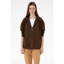 U.S. Polo Assn. Kadın Kahverengi Şardonlu Kapüşonlu Sweatshırt 50314130-VR029