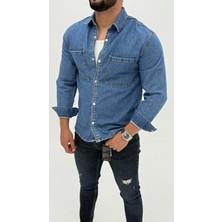 Aidan Denim Mavi Black Vintage Classic Kot Erkek Jean Gömlek