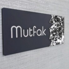 Mutfak Yönlendirme Tabelası Duvar Süsü Duvar Dekoru Kapı Süsü Gümüş 10*20 Gri