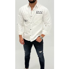 Michael Kot Baskılı Denim Cepli Comfort Jean Erkek Gömlek