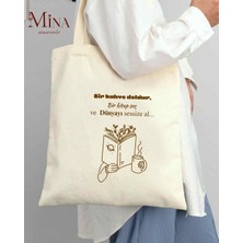 Filistin, Kitap Kahve, Küçük Prens, Genç Motto Temalı %100 Organik Bez Çanta