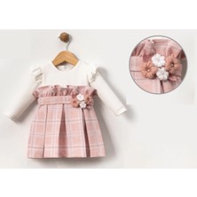 Örgü Çiçek Aksesuarlı Bebe Kız Elbise