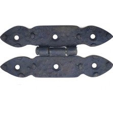 Antika Tarz Dekoratif Pirinç Düğmeli Menteşe - 117X57 Mm, Oksit