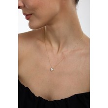 14 Ayar Altın Taşlı Kalp Kolye