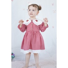 Alyra Kids Kız Bebek Elbise Pötikareli Kirazlı Kırmızı Doğum Günü Parti Düğün Özel Gün Kız Çocuk Günlük Elbise Kırmızı ALY1019