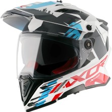 Axor X-Cross X1 Dual Visor Kask Beyaz-Kırmızı