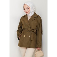 Nehar Rüzgarlıklı Astarlı Trenç 1621 - Haki