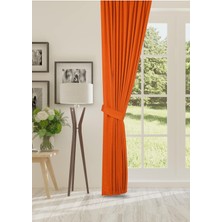 Cheap's Home Petek Dokulu Kadife Dokuma Sık (1 x 3)Pileli Fon Perde (Kiremit)