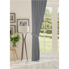 Cheap's Home Petek Dokulu Kadife Dokuma Sık (1 x 3)Pileli Fon Perde (Açık Gri)
