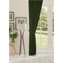 Cheap's Home Petek Dokulu Kadife Dokuma Sık (1 x 3)Pileli Fon Perde (Çimen Yeşili)