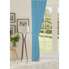 Cheap's Home Petek Dokulu Kadife Dokuma Normal (1 x 2.5)Pileli Fon Perde (Turkuaz)