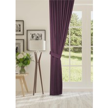 Cheap's Home Petek Dokulu Kadife Dokuma Seyrek (1 x 2)Pileli Fon Perde (Mürdüm)