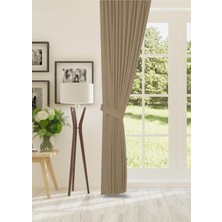 Cheap's Home Petek Dokulu Kadife Dokuma Sık (1 x 3)Pileli Fon Perde (Bej)