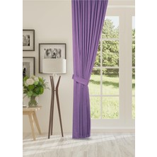 Cheap's Home Petek Dokulu Kadife Dokuma Seyrek (1 x 2)Pileli Fon Perde (Lila)