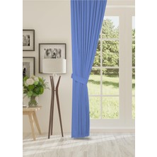 Cheap's Home Petek Dokulu Kadife Dokuma Seyrek (1 x 2)Pileli Fon Perde (Indigo Mavi)