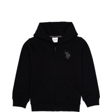 U.S. Polo Assn. Erkek Çocuk Siyah Fermuarlı Kapüşonlu Sweatshirt 50316706-VR046