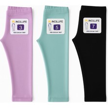 3'lü Set Çocuk Tayt Kışlık Şardonlu – Sıcak ve Konforlu - Siyah & Çağla Yeşili & Lila