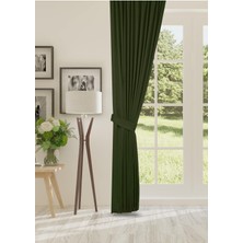 Cheap's Home Petek Dokulu Kadife Dokuma Seyrek (1 x 2)Pileli Fon Perde (Çimen Yeşili)
