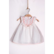 Yazlık Sıfır Kol Çiçek Nakışlı Bebe Kız Elbise