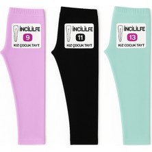 3'lü Set Çocuk Tayt Kışlık Şardonlu – Sıcak ve Konforlu - Siyah & Çağla Yeşili & Lila