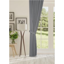 Cheap's Home Petek Dokulu Kadife Dokuma Sık (1 x 3)Pileli Fon Perde (Açık Gri)