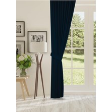 Cheap's Home Petek Dokulu Kadife Dokuma Sık (1 x 3)Pileli Fon Perde (Koyu Petrol)