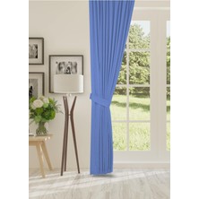 Cheap's Home Petek Dokulu Kadife Dokuma Sık (1 x 3)Pileli Fon Perde (Indigo Mavi)