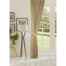 Cheap's Home Petek Dokulu Kadife Dokuma Sık (1 x 3)Pileli Fon Perde (Vizon)