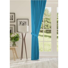 Cheap's Home Petek Dokulu Kadife Dokuma Seyrek (1 x 2)Pileli Fon Perde (Petrol)
