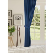 Cheap's Home Petek Dokulu Kadife Dokuma Seyrek (1 x 2)Pileli Fon Perde (Lacivert)