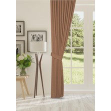 Cheap's Home Petek Dokulu Kadife Dokuma Normal (1 x 2.5)Pileli Fon Perde (Sütlü Kahve)