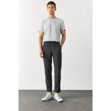 Alfred Beli Lastikli Kalın Çizgili Gofre Pantolon-Siyah Çizgili