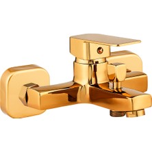 Gold Kare Banyo Bataryası Duş Çeşmesi Lüks Batarya