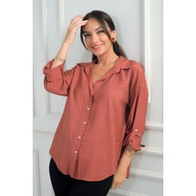 Kadın Kol Katlamalı Lyocell Gömlek