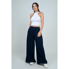 Kadın Beli Lastikli Cepli Önü Pileli Bol Paça Osyho Pantolon