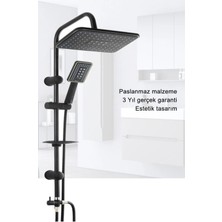Siyah Yağmurlama Tepe Duş Seti Tasarruflu Duş Başlığı Duş Robotu 5 Yıl Garantili