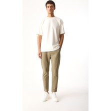 Regular Fit Beli Lastikli Teknik Pantolon-Bej