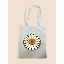 Papatya Baskılı Bez Çanta - Büyük Boy Kadın Omuz Çantası