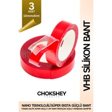 Çift Taraflı Vhb Şeffaf Silikon Band 50 kg Ekstra Güçlü Iç Dış Mekan Uyumlu 10MMX5M - 3 Adet