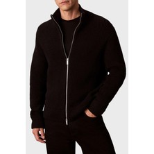 Calvin Klein Fitilli Yün Karışımlı Regular Fit Dik Yaka Fermuarlı Hırka LV04LD305GUB1 Erkek Hırka LV04LD305G Ub1