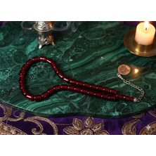 Kapsül Kesim Kırmızı renkli Sıkma Çubuk Kehribar Tesbih