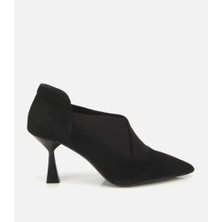 Hotiç Kadın Süet Deri Siyah Streç Detaylı İnce Topuklu Stiletto