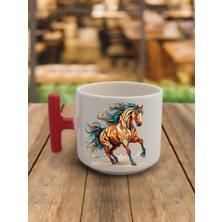 Koşan At Baskılı Kupa Bardak - Seramik Çay, Kahve Hediyelik Bardağı